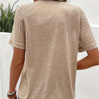 Summer Lace Stitching Women'S Casual Short Sleeve